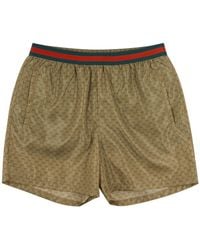 Gucci GG Supreme Monogrammed Shell Swim Shorts - Brown