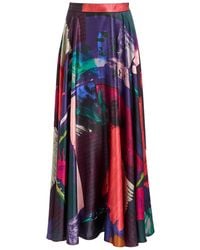ROKSANDA - Ameera Printed Silk-Satin Midi Skirt - Lyst