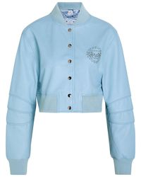 AN-Y1 - Queen Stud-Embellished Leather Cropped Bomber Jacket - Lyst