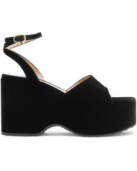 Gianvito Rossi - Thalia 110 Velvet Platform Wedge Sandals - Lyst