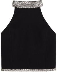 Alice + Olivia - Gatz Crystal-Embellished Crepe Crop Top - Lyst