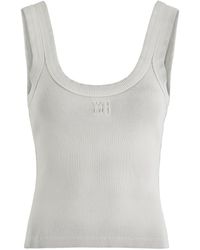 T By Alexander Wang - Logo Ribbed Stretch-Cotton Tank - Lyst