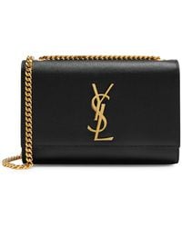 Saint Laurent - Kate Pebbled-Leather Wallet-On-Chain - Lyst