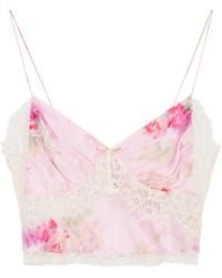 LoveShackFancy - Spritely Printed Silk And Lace Top - Lyst