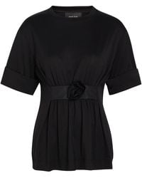Simone Rocha - Gathered Floral-Appliquéd Cotton T-Shirt - Lyst