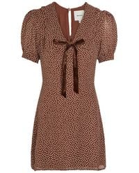 Reformation - Kaylia Polka-Dot Appliquéd Chiffon Mini Dress - Lyst