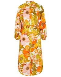 ALÉMAIS - Silas Floral-print Linen Midi Dress - Lyst