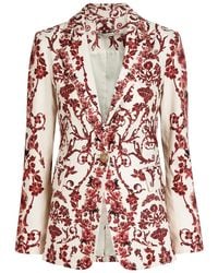 Alice + Olivia - Macey Printed Linen-Blend Blazer - Lyst