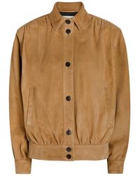 Saint Laurent - Gathered Suede Jacket - Lyst