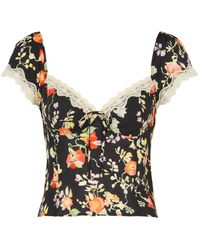RIXO London - Rosella Floral-Print Lace-Trimmed Top - Lyst