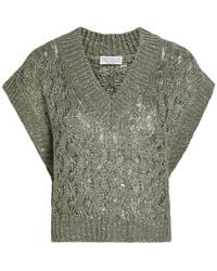 Brunello Cucinelli - Sequin-Embellished Knitted Silk-Blend Vest - Lyst