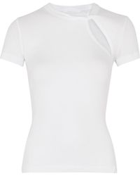 Helmut Lang - Cut-out Ribbed Cotton Top - Lyst