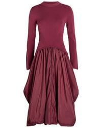 Jonathan Simkhai - Kenlie Gathered Knit And Taffeta Midi Dress - Lyst