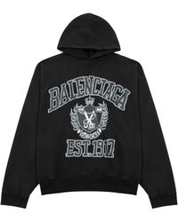 Balenciaga - Diy College Hooded Cotton Sweatshirt - Lyst