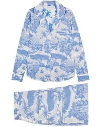 Desmond & Dempsey - Loxodonta Printed Cotton Pyjama Set - Lyst