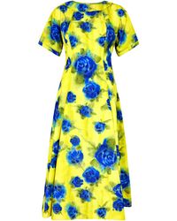 Marni - Floral-print Taffeta Midi Dress - Lyst