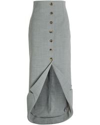 A.W.A.K.E. MODE - Jacket-Collar Darted Woven Midi Skirt - Lyst