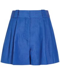 Blazé Milano - Selle Pleated Silk And Linen-Blend Shorts - Lyst