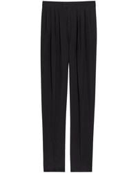 Saint Laurent - Pleated Tapered-Leg Brushed Silk Trousers - Lyst
