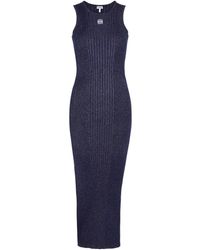 Loewe - Anagram Glittered Ribbed-Knit Midi Dress - Lyst