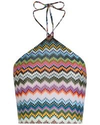 Missoni - Zigzag Halterneck Metallic-Knit Top - Lyst