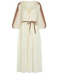 Zimmermann - Aster Embroidered Belted Ramie Maxi Dress - Lyst