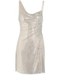 Self-Portrait - Crystal-Embellished Draped Stretch-Tulle Mini Dress - Lyst