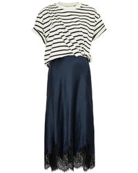 3.1 Phillip Lim - Striped Cotton And Satin Midi Dress - Lyst