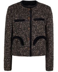 Blazé Milano - Shamo Bolero Velvet-Trimmed Bouclé Jacket - Lyst