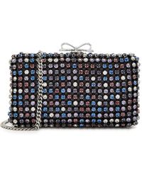 Self-Portrait - Crystal-Embellished Satin Box Clutch - Lyst