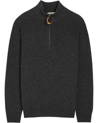 JW Anderson - Ribbed Half-Zip Wool And Cotton-Blend Jumper - Lyst