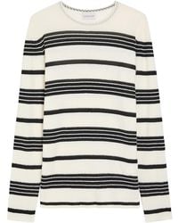 Moncler - Striped Fine-Knit Cotton-Blend T-Shirt - Lyst