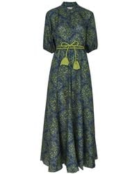 Hannah Artwear - Oceanus Printed Silk Maxi Dress - Lyst