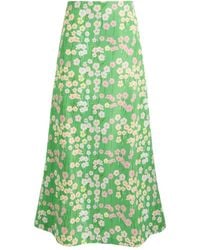 BERNADETTE - Caswell Floral-Printed Satin Midi Skirt - Lyst