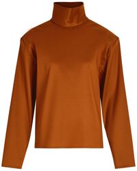 Saint Laurent - High-Neck Stretch-Silk Top - Lyst