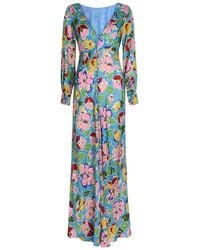 RIXO London - Marni Floral-Print Satin Midi Dress - Lyst