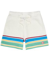 Casablancabrand - Tennis Club Striped Crochet-Knit Shorts - Lyst