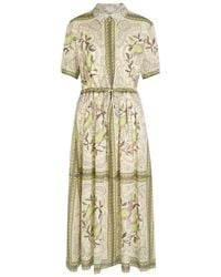 Tory Burch - Printed Silk And Cotton-Blend Midi Shirt Dress - Lyst