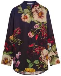 Alice + Olivia - Finley Floral-Print Satin Shirt - Lyst