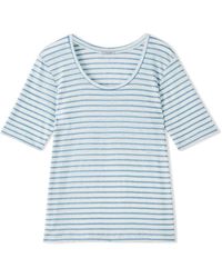 Jigsaw Linen Stripe Short Sleeve Tee - Blue