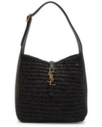 Saint Laurent - Le 5 À 7 Small Raffia Bucket Bag - Lyst