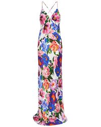 Borgo De Nor - Floral-Print Satin Maxi Dress - Lyst