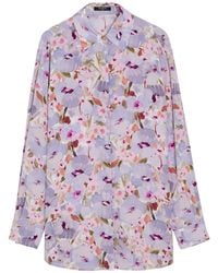 Balmain - Floral-Print Silk Shirt - Lyst