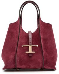 Tod's - T-Plaque Suede Mini Top Handle Bag - Lyst
