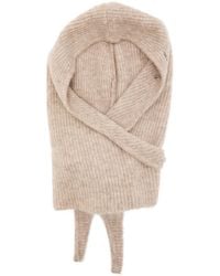 Ganni - Logo-Embroidered Brushed Wool-Blend Balaclava - Lyst