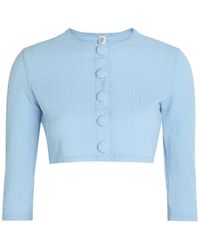 Lisa Marie Fernandez - Textured Seersucker Cropped Swim Cardigan - Lyst