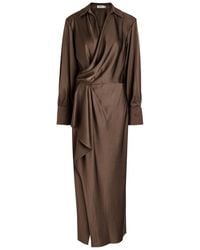 Jonathan Simkhai - Talita Wrap-Effect Draped Satin Midi Dress - Lyst