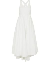 Alaïa - Knitted And Cotton-Poplin Midi Dress - Lyst