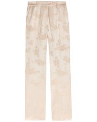 Ganni - Floral-Jacquard Satin Trousers - Lyst