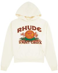 Rhude - St Croix Printed Hooded Cotton Sweatshirt - Lyst